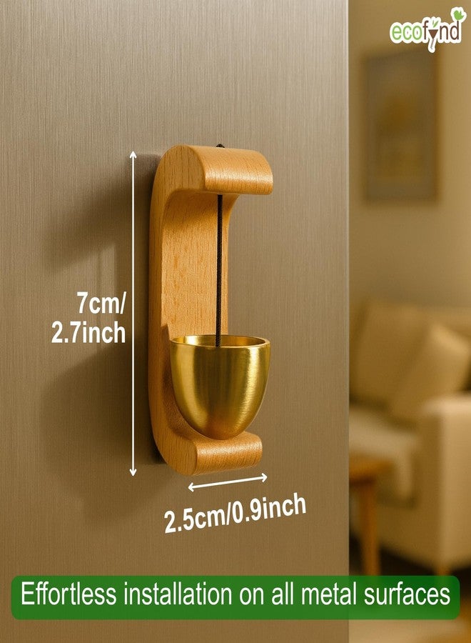 ecofynd 2 Pack Wooden Door Chime with Brass Bell, Self-Adhesive Magnetic Dopamine Door Bell For Home, Shop, Office, Restaurant, Store & Housewarming Gift, Decorative Vintage Wall Mount Serene Acoustic - Image 2